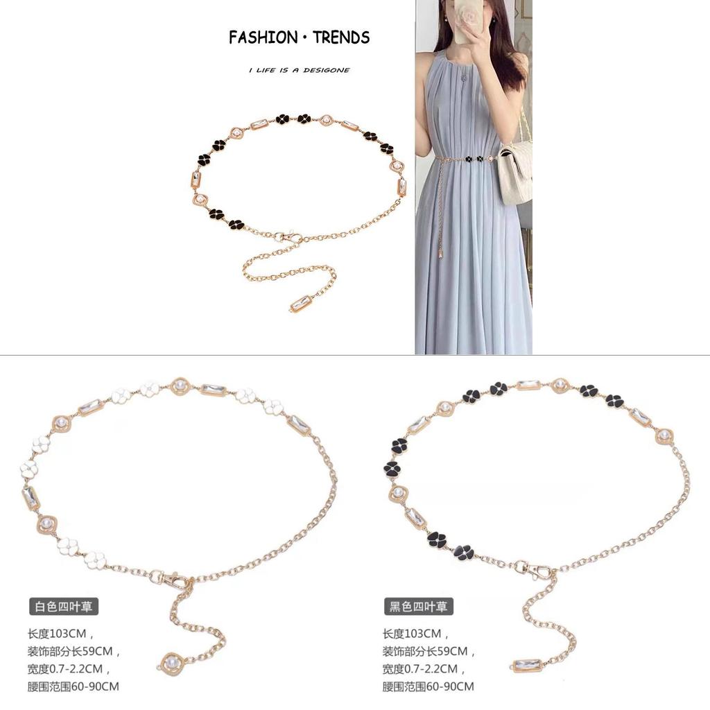 Gold Metal Waist Chain For Women Summer Dress Accessories With Water Diamond Embellishments