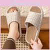 Indoor Linen Slipon Slippers With Nonslip Tpr Sole For Couples Home Use