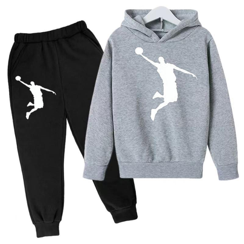 Children's Clothing Hoodie Children's Basketball Sweatshirt Boys' and Girls' Children's Clothing Set Spring  Autumn of 3-12
