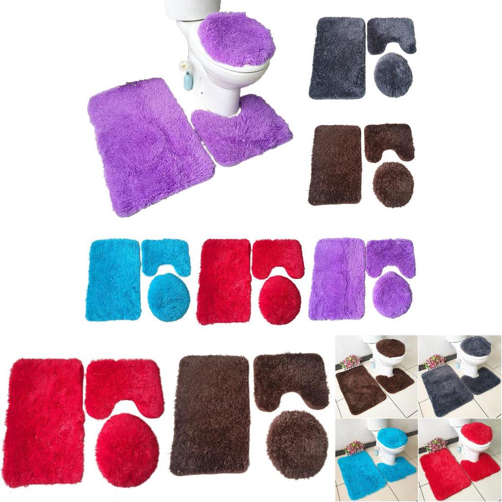 Premium Faux Shaggy Bathroom Set Providing A Cozy Feel And Floor Protection