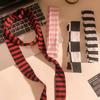 Women Harajuku Cotton Scarves Women's Striped Scarf Y2k Black Grey Stripe Long Scarves Decorative Neckerchief Casual Streetwear