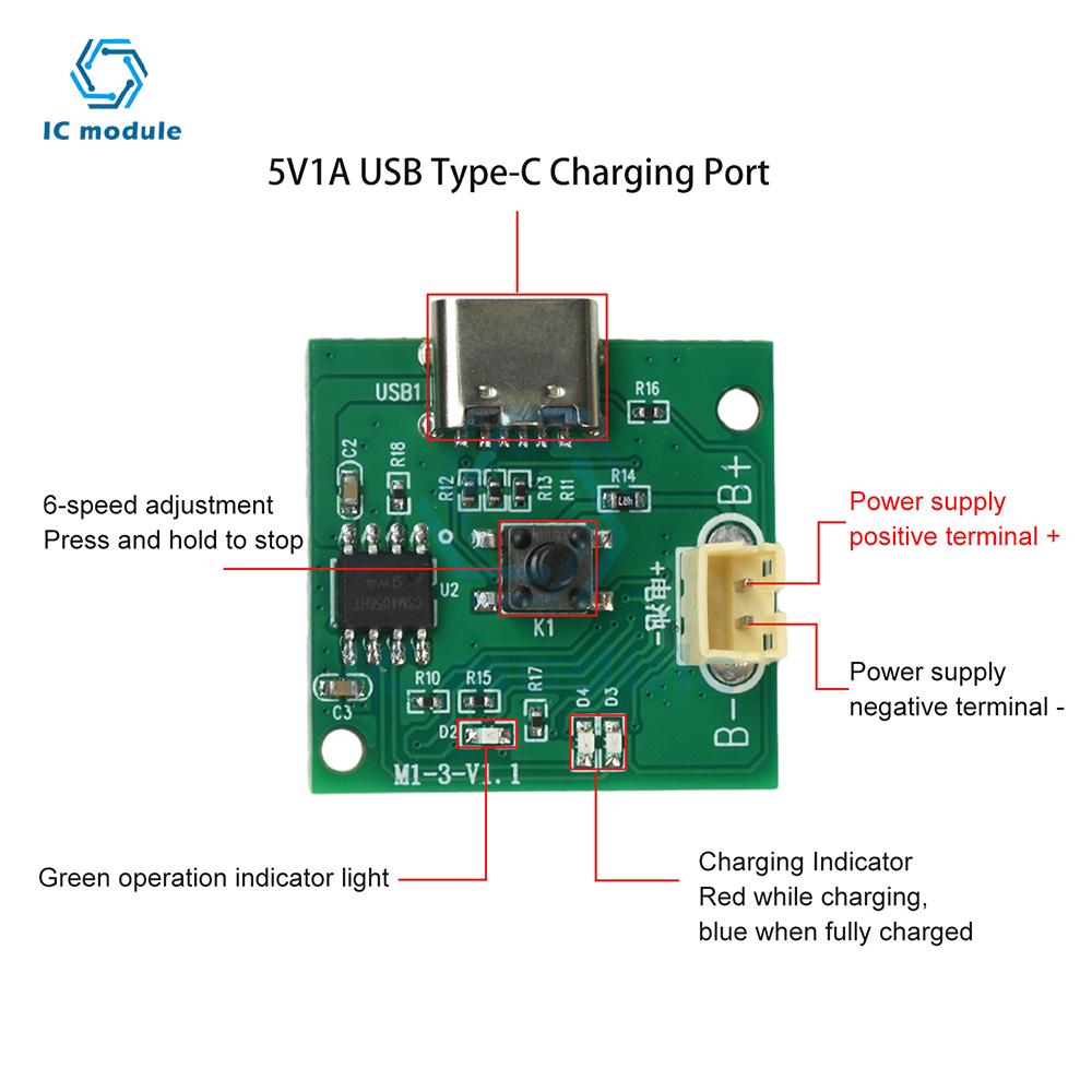 DC 3.7-4.2V Brushless ESC Speed Controller 6-Speed Adjustment for Micro Brushless Motor & Handheld Fan Driver Board