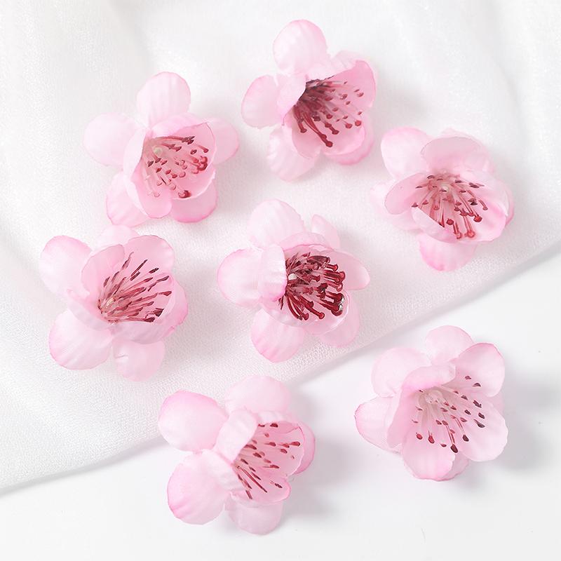 10/20Pcs 4cm Silk Peach Blossom Petals Simulation Cherry Blossom Flowers Heads for Home Room Dceor Bridal Wedding Decoration