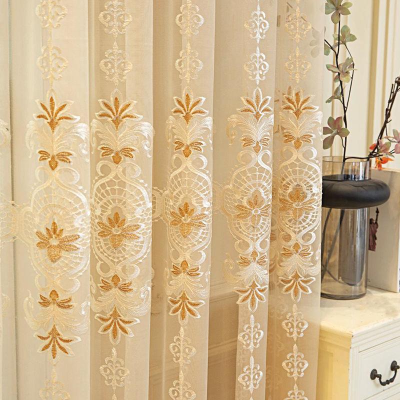 

Европейский узор с вышитыми листьями, полупрозрачные шторы для спальни и гостиной, всесезонные шторы на дверь без подкладки 200*270CM
