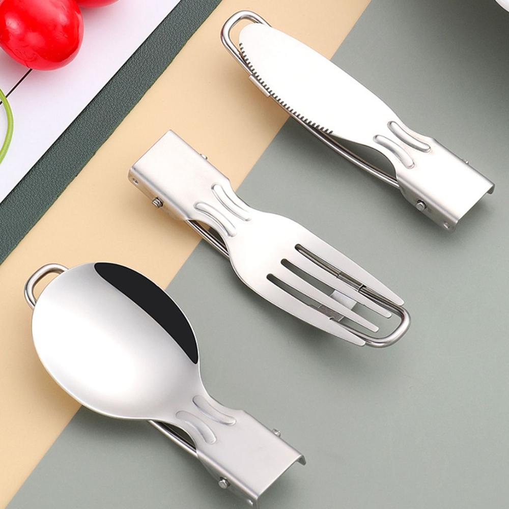 Picnic Travel Tableware Utensils Camping Stainless Steel Cutlery Fork Spoon Spork