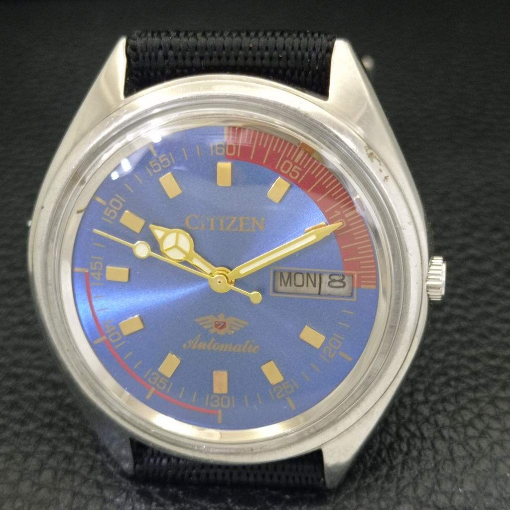 AUTOMATIC VINTAGE CITIZEN 8200 JAPAN MENS BLUE COLOR DIAL WATCH a702787-1 R210-a702787