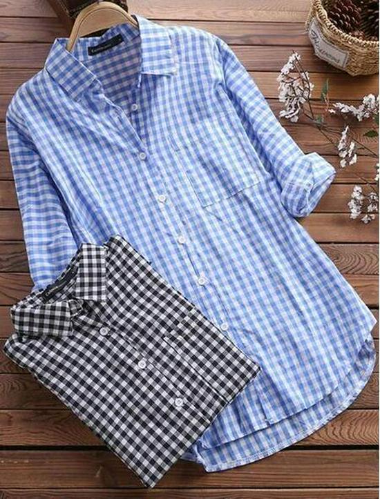 Retro Plaid Lapel Long Sleeve Shirt In Stock (2026)