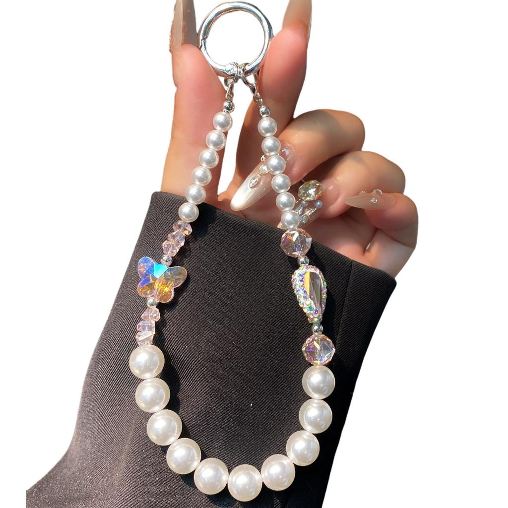 Heavy Craft Inlaid Zirconia Phone Chain Beaded High-end Crystal Bead Hand Chain New Keychain Pendant Wholesale