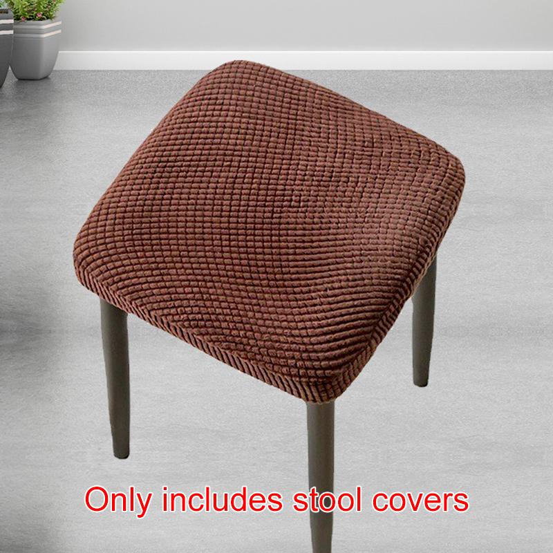1Pc Stool Cover Dustproof Polyester Elastic Stool Chair Covers Removable Square Seat Cover Solid Color Chair Covers