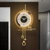 Horloge murale décorative moderne dorée de grande taille, à piles, silencieuse, avec lumière, pour salon, cuisine, entrée, chambre à coucher, bureau