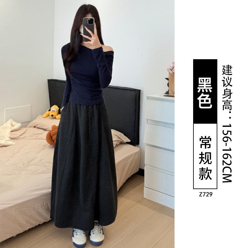 

Grey skirt women s autumn new high waist drape word knitted skirt small pumpkin glutinous rice skirt M [80-50kg]