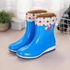 Fashion rain shoes women's short rain boots four-season water shoes wear waterproof thick-soled water boots and velvet thermal overshoes