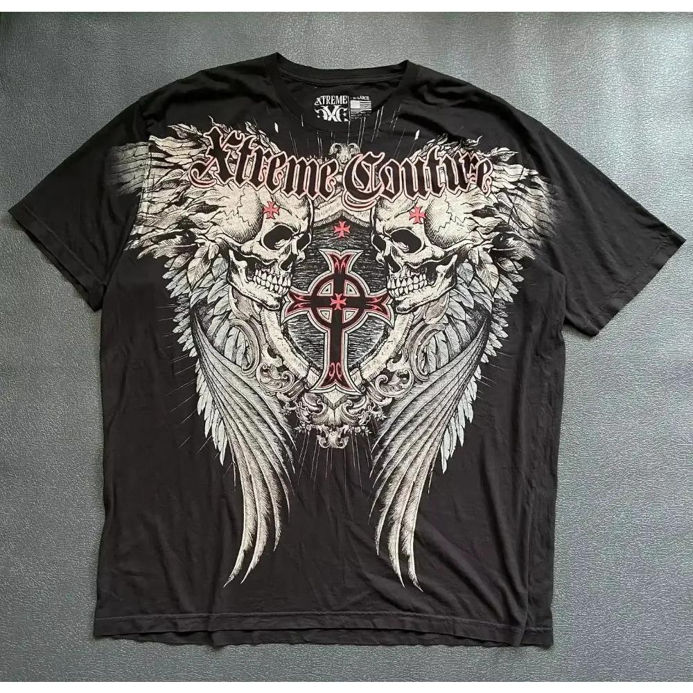 Retro Angel Wing Men Short Sleeves Harajuku High Street American Fashion T-shirt Man Women Summer Tops