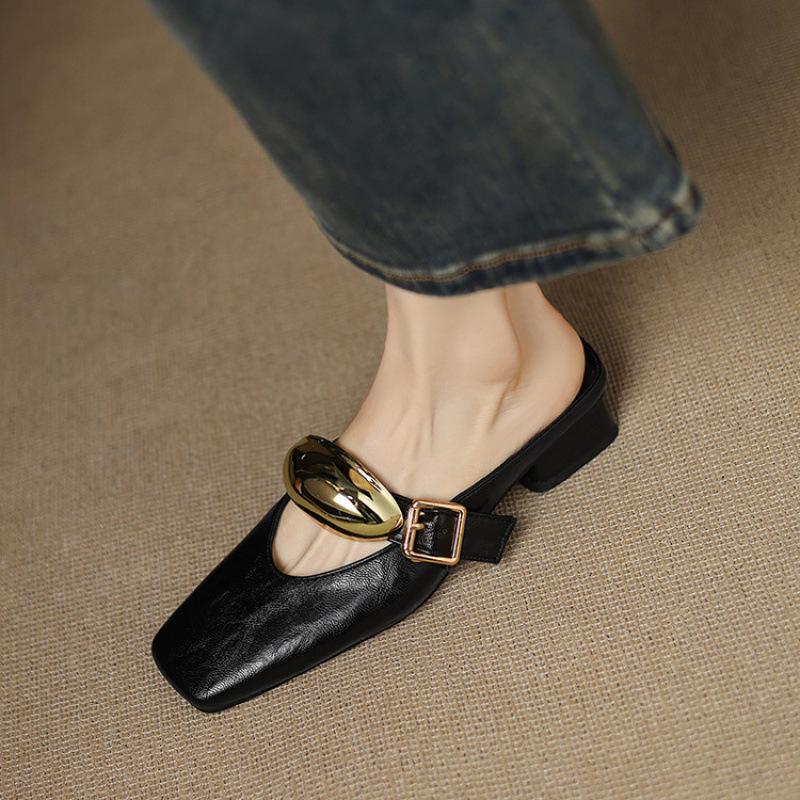 

Summer women s bag head slippers low heel casual size women s shoes new flat slippers solid color foot cool slippers 43 (customized non-return and exchange) чёрный