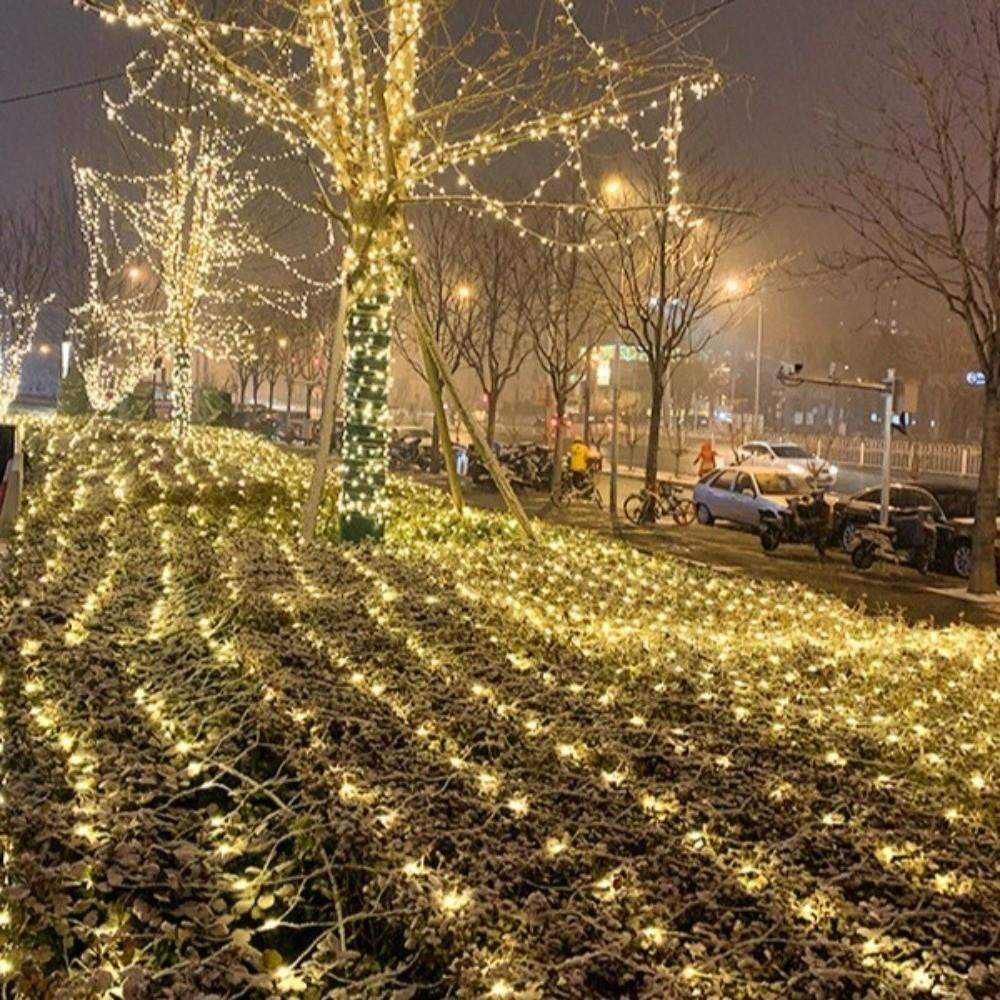 EU Plug LED Net Mesh String Light Waterproof 1.5x1.5M Fairy Light Garland 3mx2m 3 Color Christmas Net Lights Wedding Party