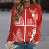 Women's Fashion Casual Long Sleeve Christmas Printed  Neck Sweatshirt Top