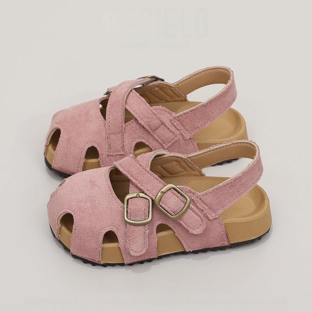 Girls sandals bag head hollow 2025 summer new children's shoes girls princess shoes soft sole baby boken shoes