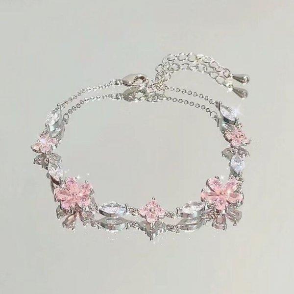 Neues Mode Elegantes Tulpen Rosen Armband Für Frauen Vintage Buntes Blume Gold Farbe Metall Kette Armbänder Ästhetischer Schmuck