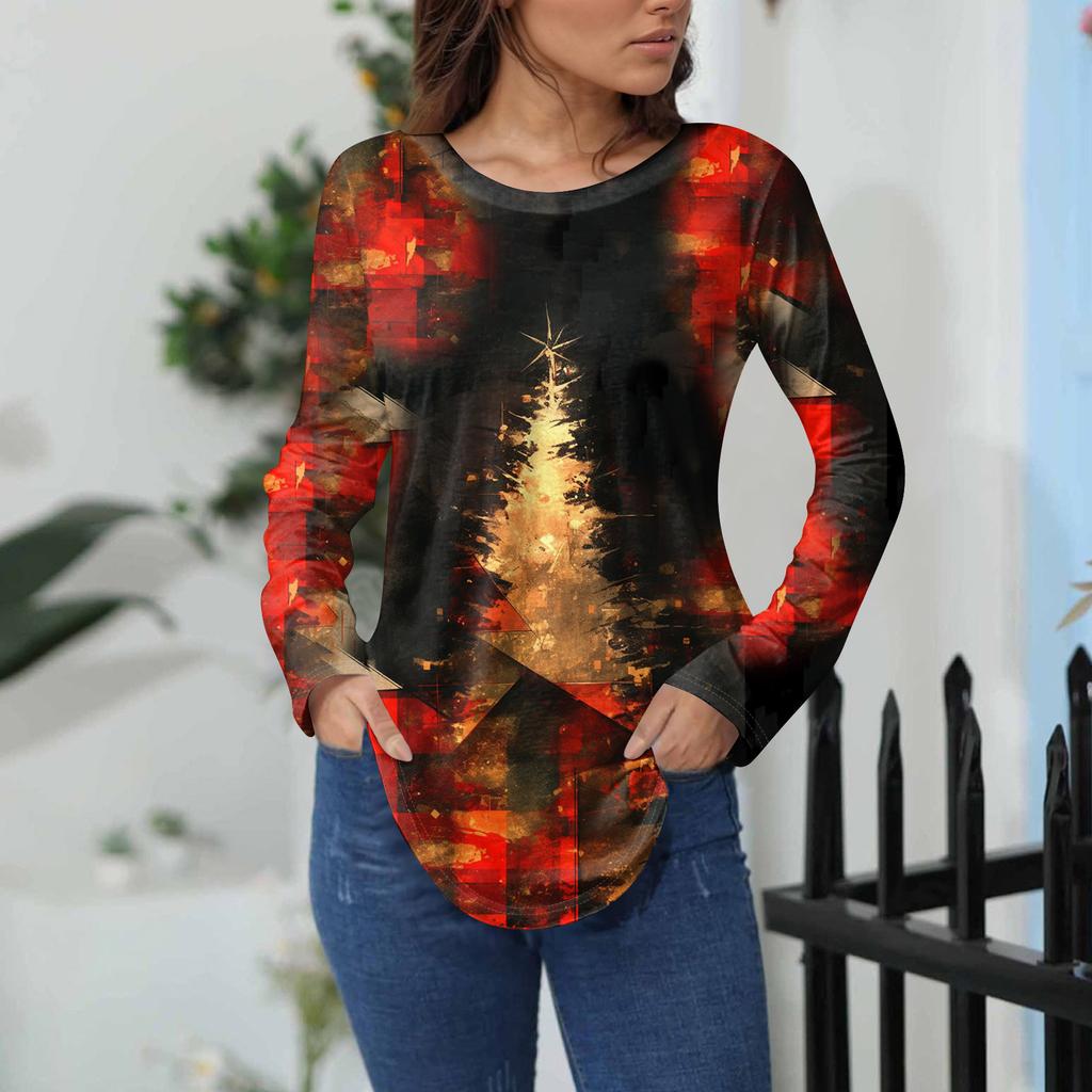 Tee Shirts For Women Fall Casual Long Sleeve Shirts Sweatshirt Vintage Graphic Printing Top Pullover Valentine's Day