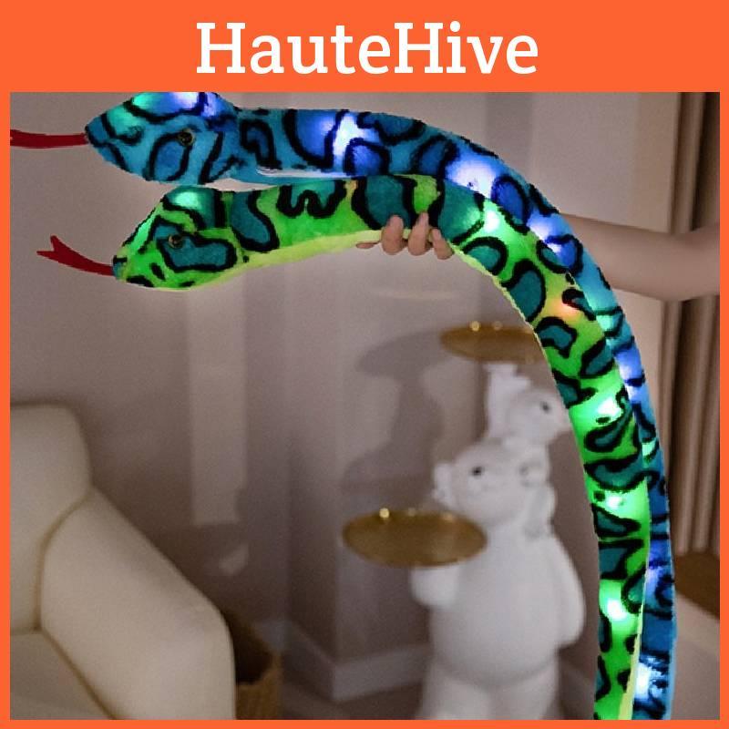 Glowing Plush Snake Toy Cartoon Stuffed Animal Doll Room Decoration Gift Kids
