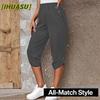 QICED Women's Fashion Casual Solid Color Print  Trousers