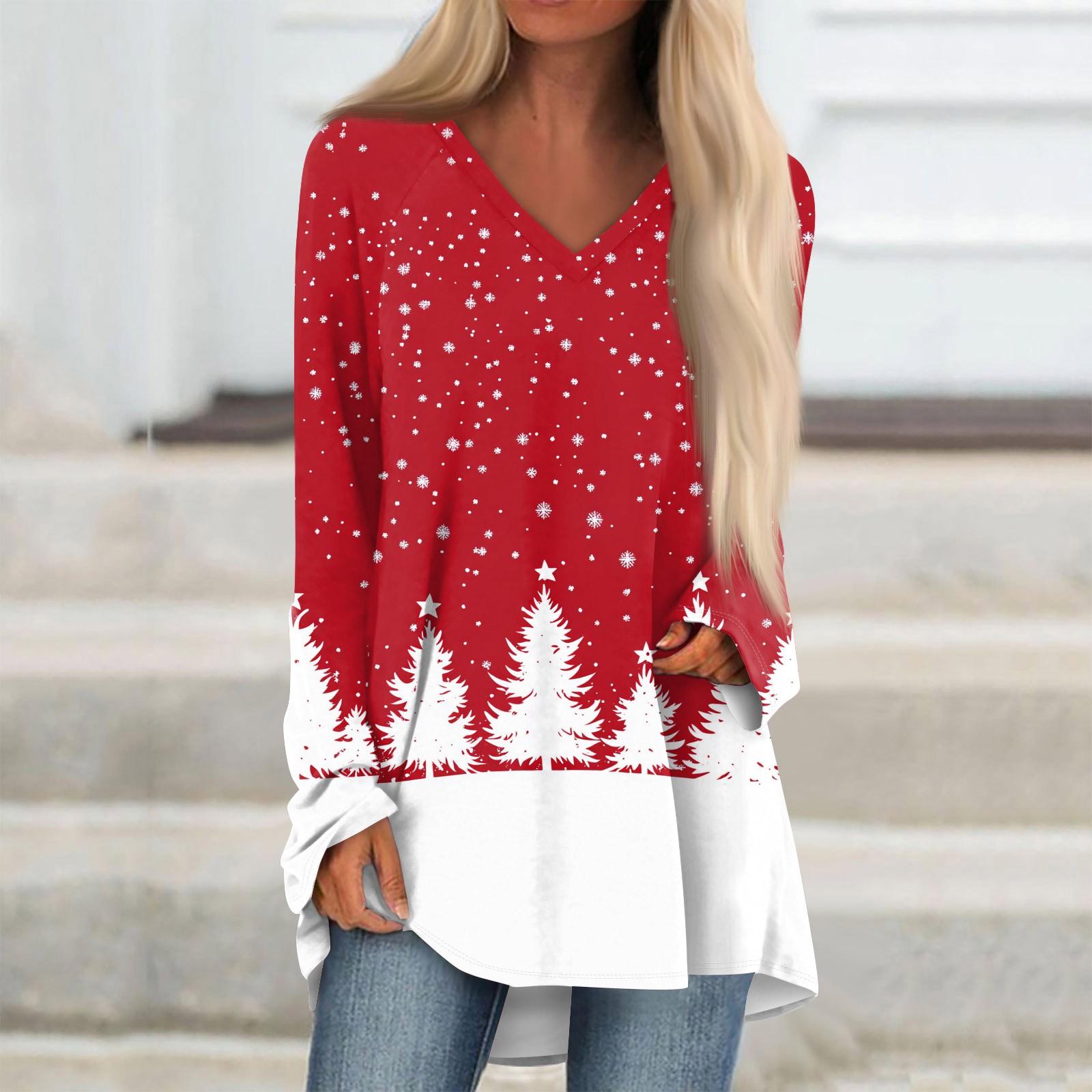 

Женская повседневная длинная свободная футболка с длинными рукавами и v-образным вырезом с цветочным принтом M