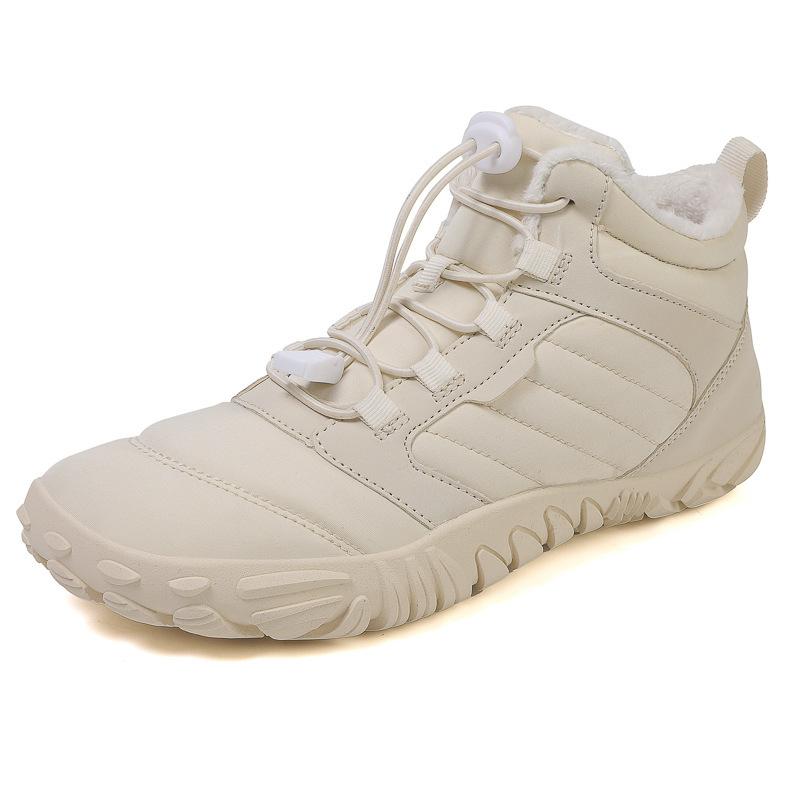 2024 outdoor snow boots men's new winter non-slip waterproof velvet warm cotton shoes women's thick-soled barefoot five-finger shoes