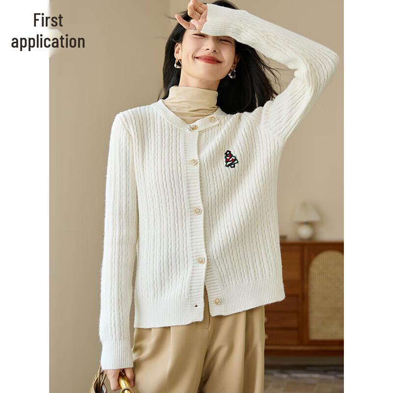 Chushen Damen Bestickter Strickcardigan mit lockerer Passform
