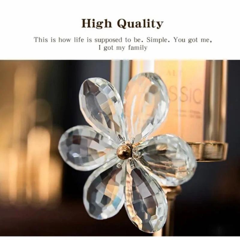 European Crystal Flower Metal Candle Holder, Vintage Romantic Candlelight Decor Stand