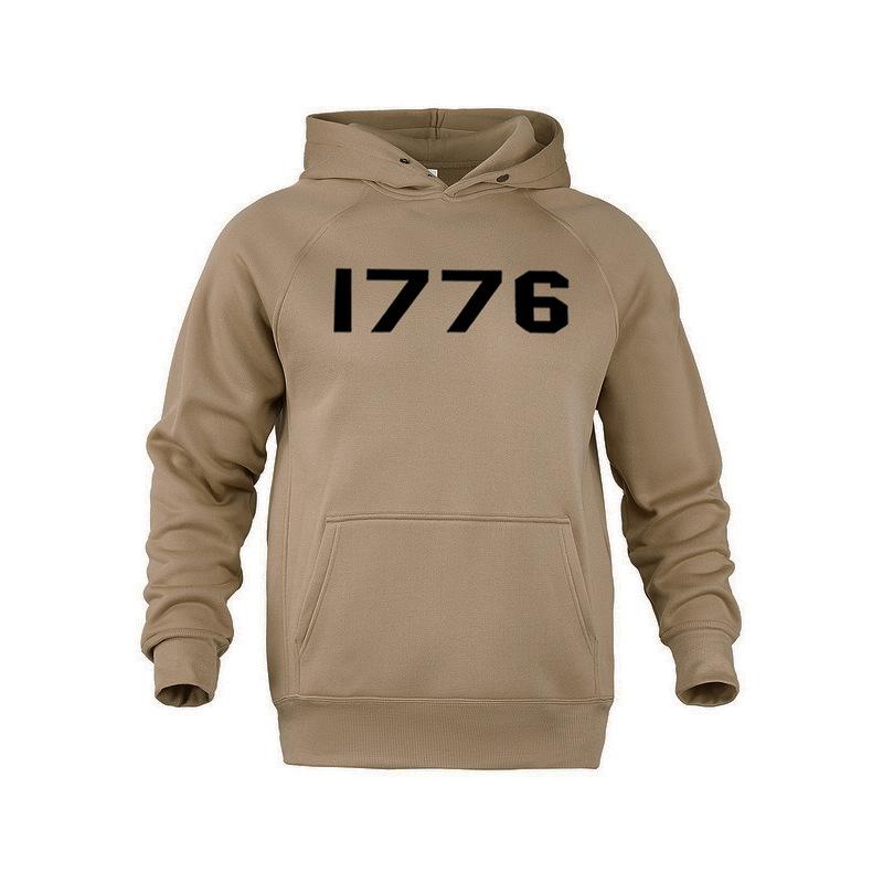 1776 Bedruckter Buchstaben Hoodie Herren und Damen Übergröße Herbst und Winter Gefütterter Lockerer Pullover Einfach Großzügig Herrenbekleidung Bequem Lässig