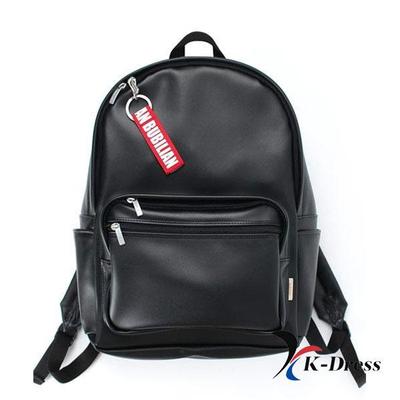 BuBilian Leder SCHWARZ Täglicher Unisex-Reiserucksack für Studenten, Laptoptasche für Berufstätige