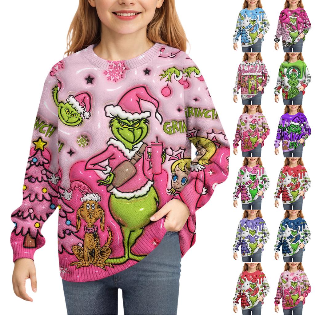 Christmas Day Sweatshirts For Children Boys And Girls Knit Sweater Cute Shirt Fall Crewneck Pullover Tops