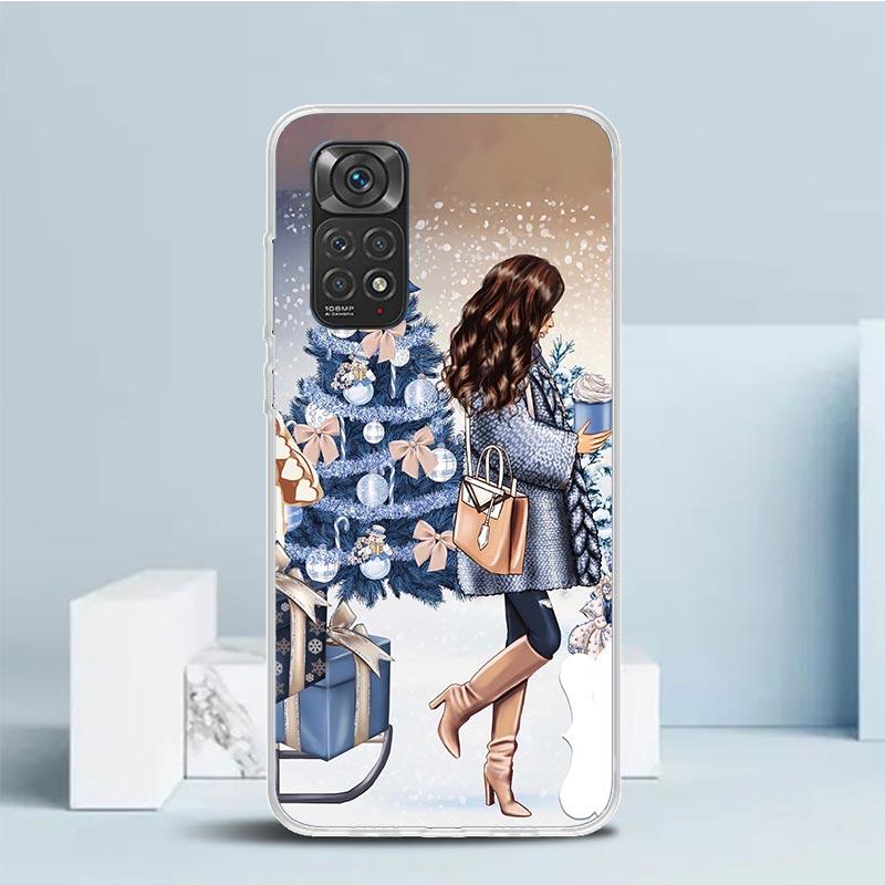 Christmas Girls Tree Gift Phone Case For Xiaomi Redmi Note 15 14 14S 13 12S 12 Pro Plus 11S 11 11T 11E 10S 10 + Soft TPU Back Co