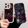 Dark Moody Floral Peony Art Phone Case for iPhone 17 16 15 14 13 12 11 Series Pro Max Plus Double Layer Protection