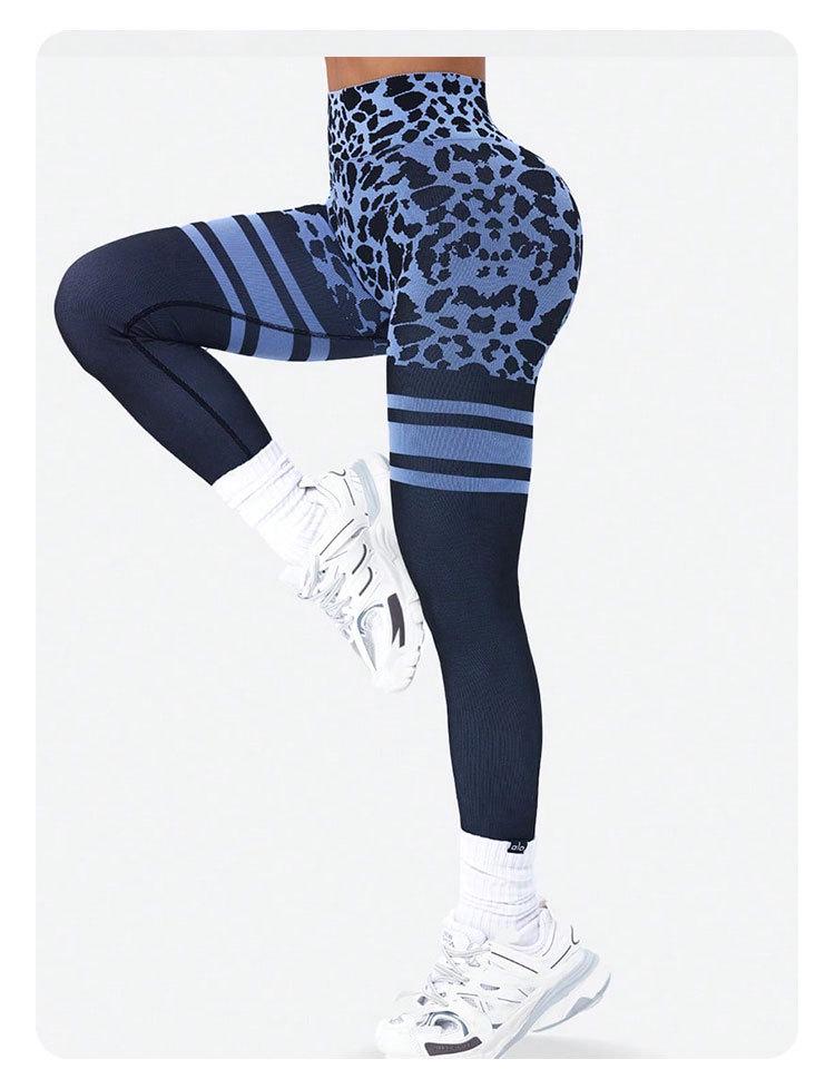 Women's High-Waisted Leopard Print Yoga Pants: Seamless, Butt-Lifting, Tummy-Control, Fit for Fitness and Sports, Wearable Outdoors.