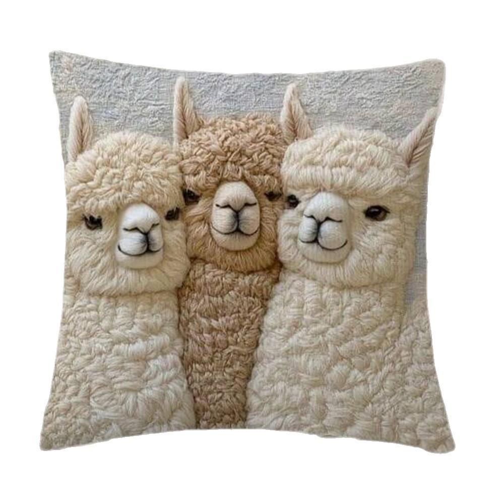 Animal Plush Throw Pillow Cover With Soft Faux Fur For Sofa Decor
