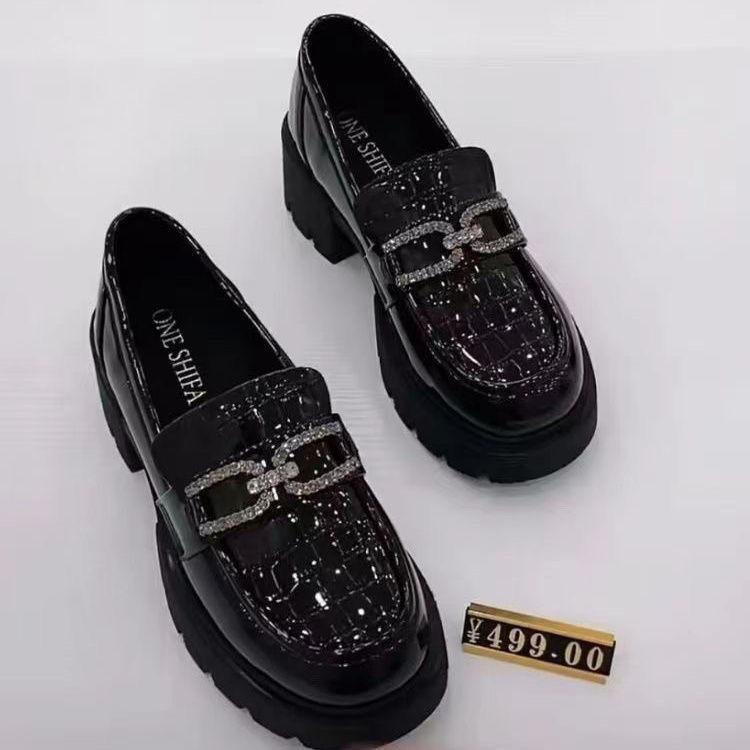 

Натуральная мягкая кожа мягкая подошва британский стиль маленькие кожаные туфли 2025 новая платформа женские туфли лоферы одинарные туфли женские 34 чёрный