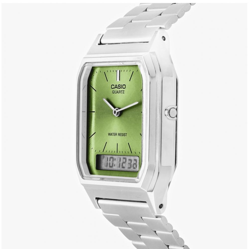 Casio Aq 230a 3amqydf  Aq 230a 3a  Analog Digital Square Vintage Retro Public Metal Watch