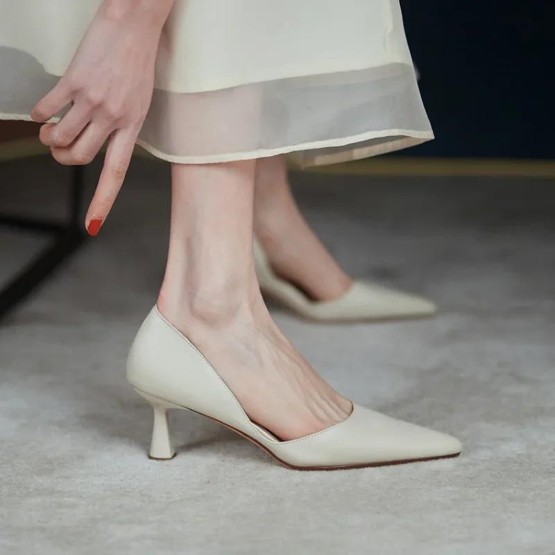 Maogu Shoe Woman Summer 2024 Ladies Luxury Leather Pointed Toe Party Women Pumps Sexy Thin High Heel Hollow Fashion Female Shoes