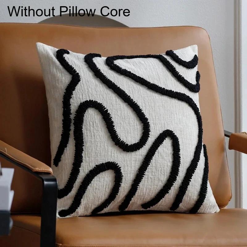 

Chenille Pillow Cover with Geometric Lines Cushion Cover in Three Colors Suitable for Living Rooms Hidden Zippers Easy To Clean 1pc 45x45cm