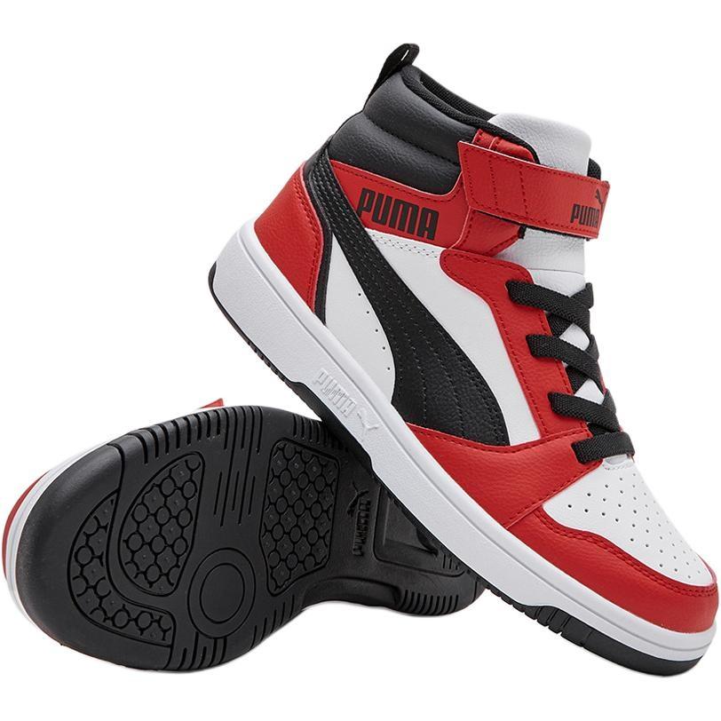 Puma Rebound V6 Mid Top Kids' Skateboarding Shoes Red White Black Teenagers 404317-02