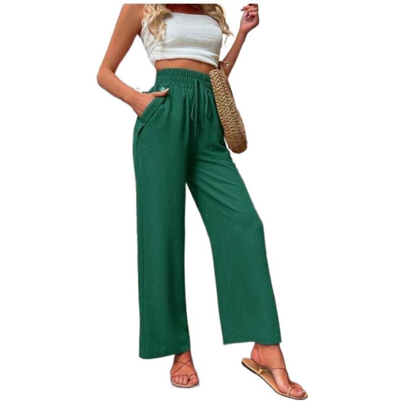 2026 Frühling/Sommer Neue Damen Einfarbige Freizeithose Elastisch Hoher Bund Locker Lange Hose