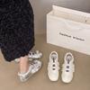 French silver flat-soled single shoes women's 2025 summer new popular sports and leisure soft-soled ballet Mary Jane shoes