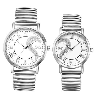 Stylish Couple's Watches, Heart Design, Silver: Analog Display, One Size Fits All, Quartz Movement, Leisure, Business, Couple's Fashion Accessory -