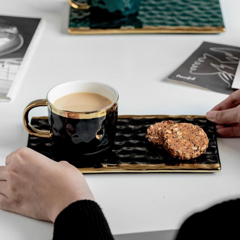 Nordic Style Light Luxury Set Coffee Cup Saucer with Spoon Afternoon Tea Ceramic Cup Men's and Women's Office Mug Water Cup Environmentally Friendly