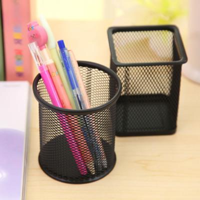 1 Stück Kreative Stifthalter Schwarzer Metallständer Mesh-Stil Stift Bleistift Linealhalter Schreibtisch-Organizer Aufbewahrungsbedarf Bürozubehör