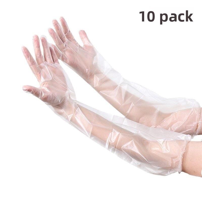 Küche Gebrauch Verlängerte Einweg-Langarm-Kunststoff-Armschutzhandschuhe, Elastischer Verschluss Langarmhandschuhe