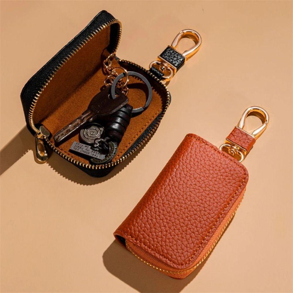 New PU Leather Car Key Bag Wallet Keychain Fashion Zipper Key Holder Organizer Simple Mini Car Key Case