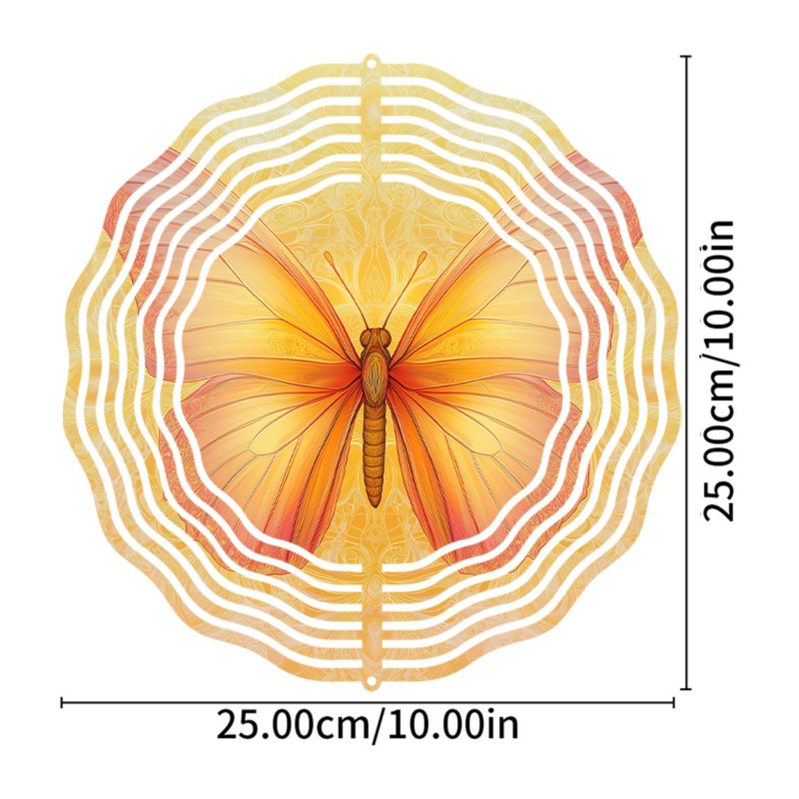 

10-дюймовый металлический колокольчик ветра Бабочка с вращающимся на 360 градусов крючком для декора сада, балкона, улицы. Идеальный подарок для нее на день рождения 01A