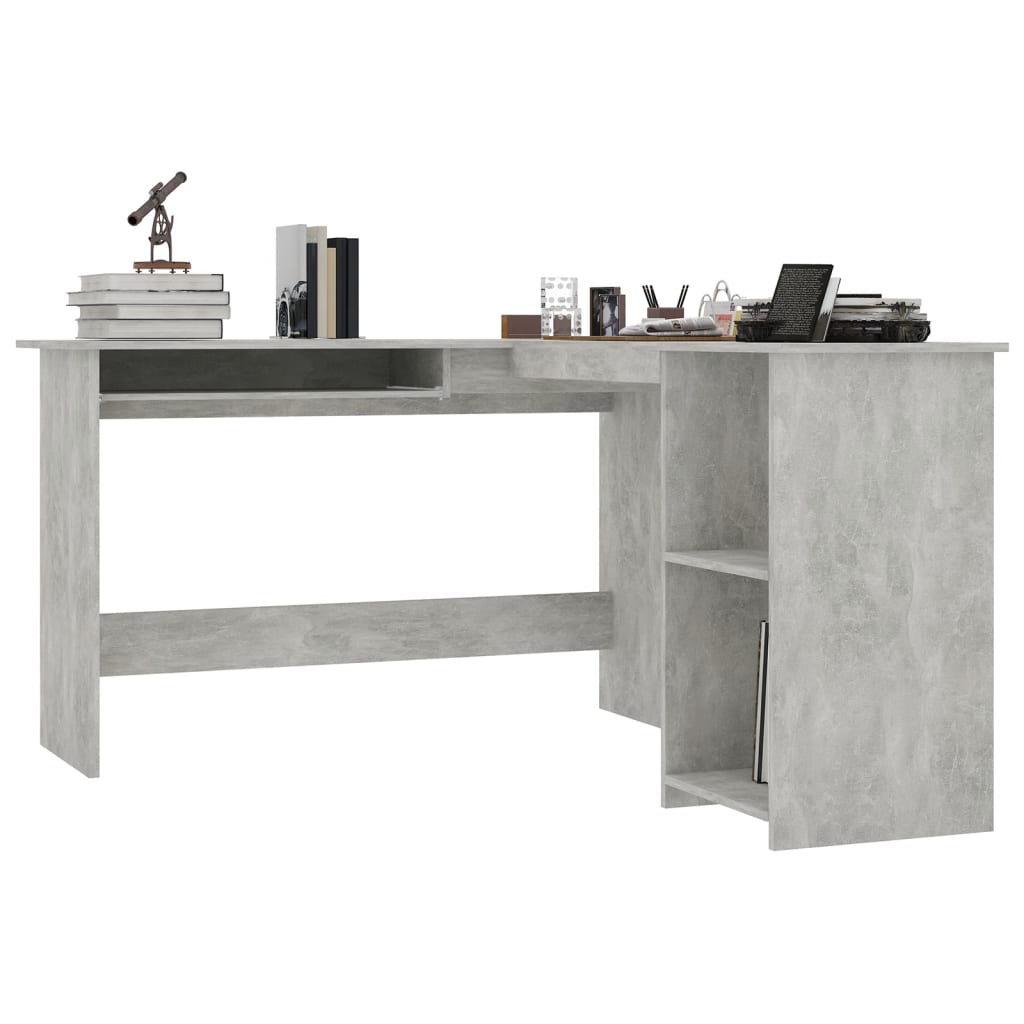 L shaped Desk in Concrete Grey 120 x 140 x 75 cm Particleboard